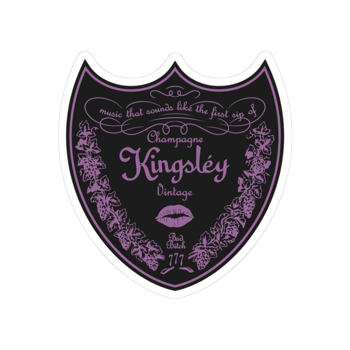 Kingsley's Slogan 'Music That Sounds Like The First Sip of Champagne' Vintage Label – Sticker