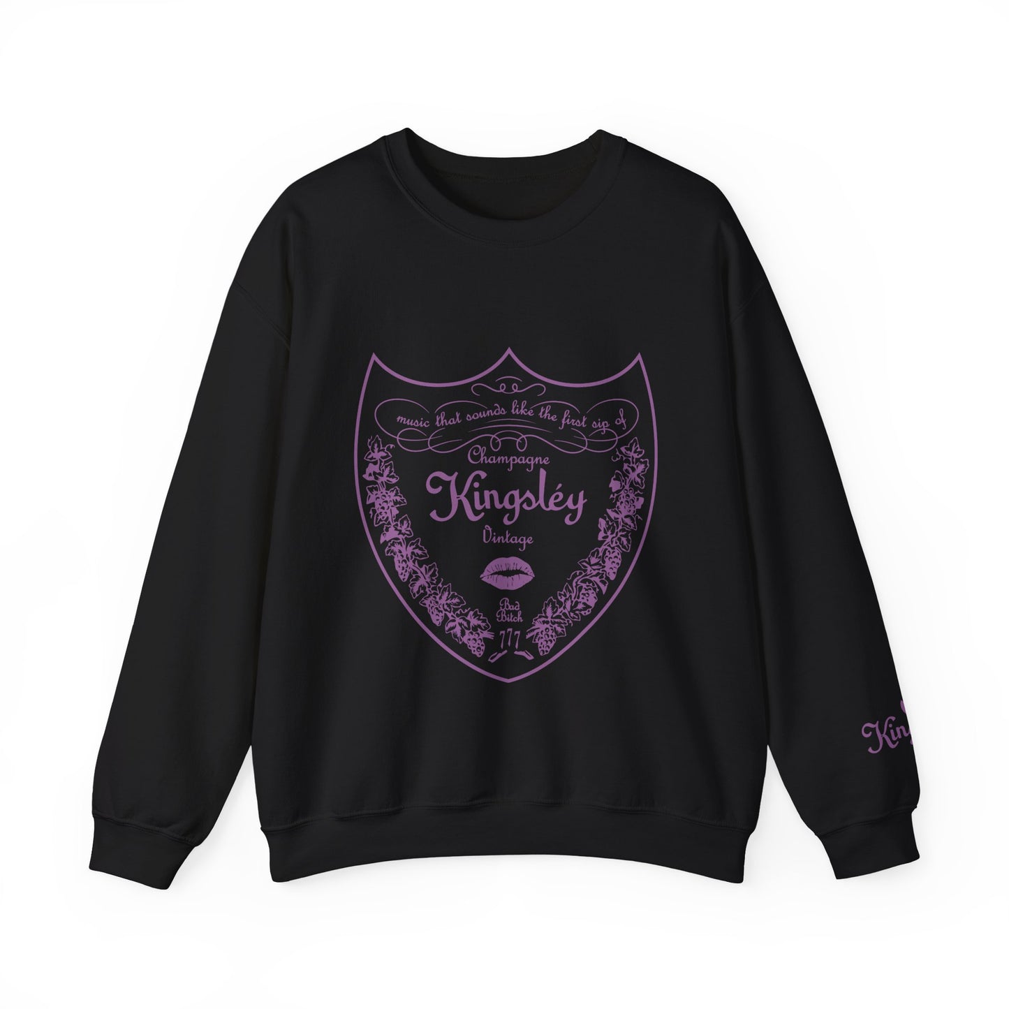 Kingsley's Slogan 'Music That Sounds Like The First Sip of Champagne' Vintage Label –  Crewneck Sweatshirt