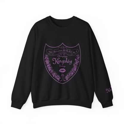 Kingsley's Slogan 'Music That Sounds Like The First Sip of Champagne' Vintage Label –  Crewneck Sweatshirt